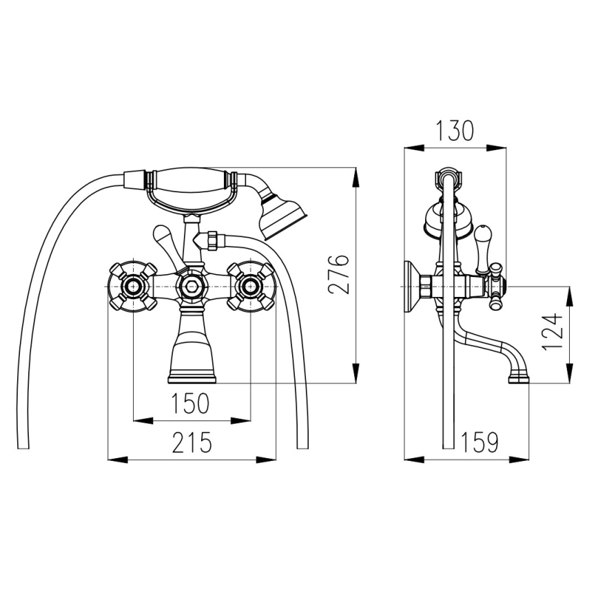 RAV Slezák MK159.5/2SM - Conjunto para bañera con grifo MORAVA RETRO, acabado en latón envejecido