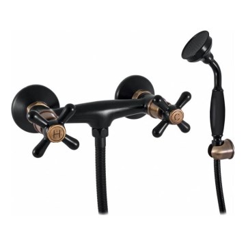 RAV Slezák MK180.5/1CMATSM - Set de ducha con grifería MORAVA RETRO negro/latón