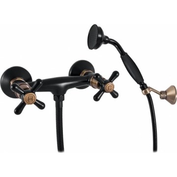 RAV Slezák MK180.5/2CMATSM - Juego de ducha con grifería MORAVA RETRO negro/latón