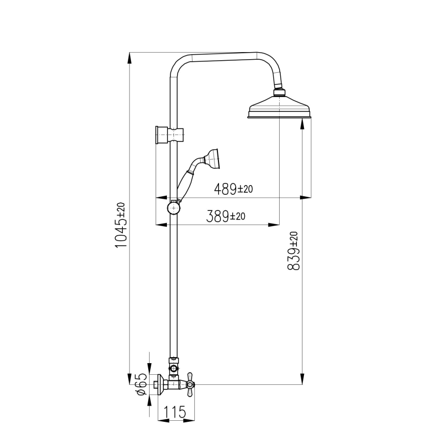 RAV Slezák MK181.5/7CMATSM - Set de ducha con grifería MORAVA RETRO negro/latón