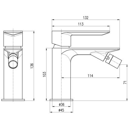RAV Slezák NL144.0MGL - Grifo para bidé NIL 13,6 cm, acabado gris brillante