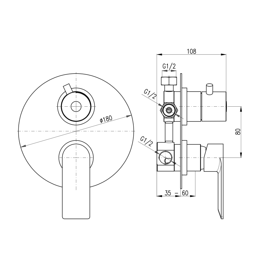 RAV Slezák NL187.3 - Grifo de ducha para instalación empotrada NIL, cromo brillante