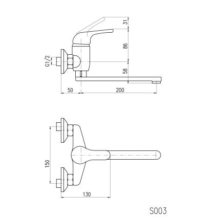RAV Slezák SA001.5/23 - Grifo para fregadero y lavabo SAZAVA, acabado cromo brillante
