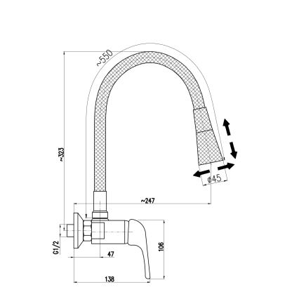 RAV Slezák SA002.5/13 - Grifo de fregadero SAZAVA 32,3 cm, negro/cromado brillante