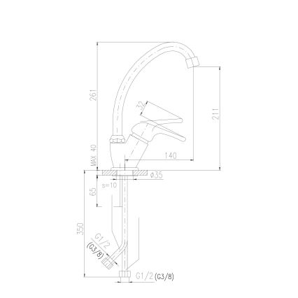RAV Slezák SA006.0/1 - Grifo para fregadero SAZAVA 26,1 cm cromo brillante