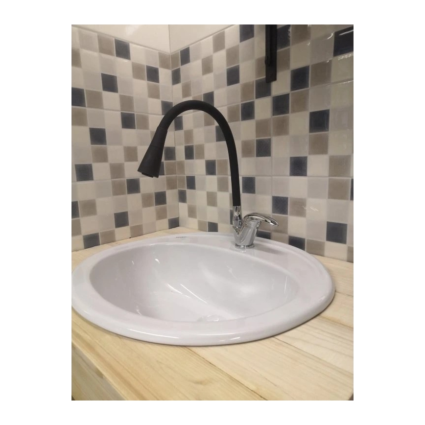 RAV Slezák SA006.0/13 - Grifo para fregadero con caño flexible SAZAVA 35,6 cm negro/cromo brillante