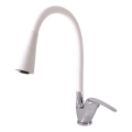 RAV Slezák SA006.0/13CB - Grifo para fregadero con caño flexible SAZAVA 35,6 cm blanco/cromo pulido