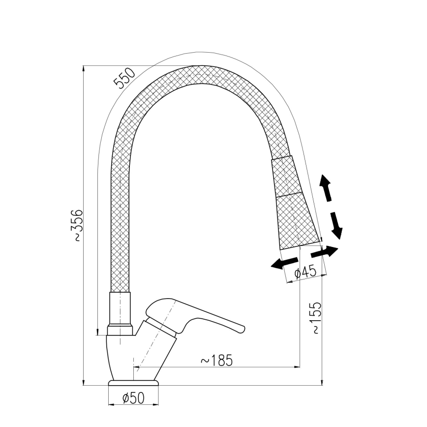 RAV Slezák SA006.0/13CB - Grifo para fregadero con caño flexible SAZAVA 35,6 cm blanco/cromo pulido