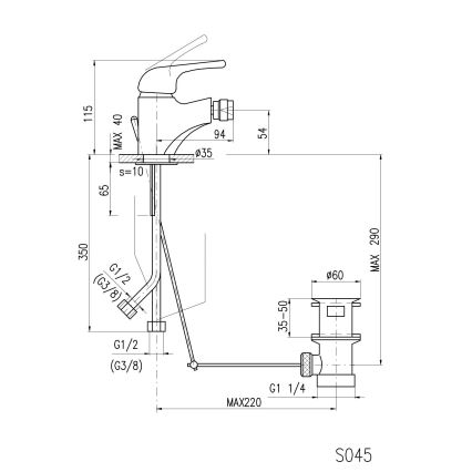 RAV Slezák SA045.0 - Grifo para bidé + desagüe SAZAVA 11,5 cm cromo brillante