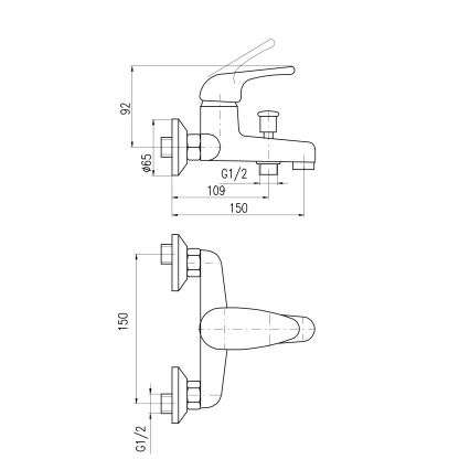 RAV Slezák SA054.5 - Grifo de bañera SAZAVA cromo brillante