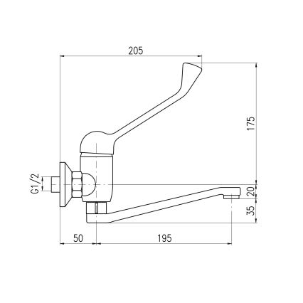RAV Slezák SA601.5/26 - Grifo de lavabo con palanca sanitaria SAZAVA, 23 cm, cromo brillante