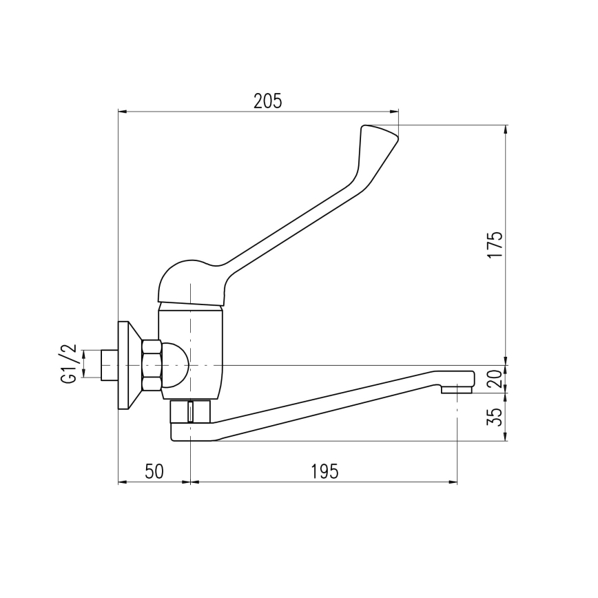 RAV Slezák SA601.5/26 - Grifo de lavabo con palanca sanitaria SAZAVA, 23 cm, cromo brillante
