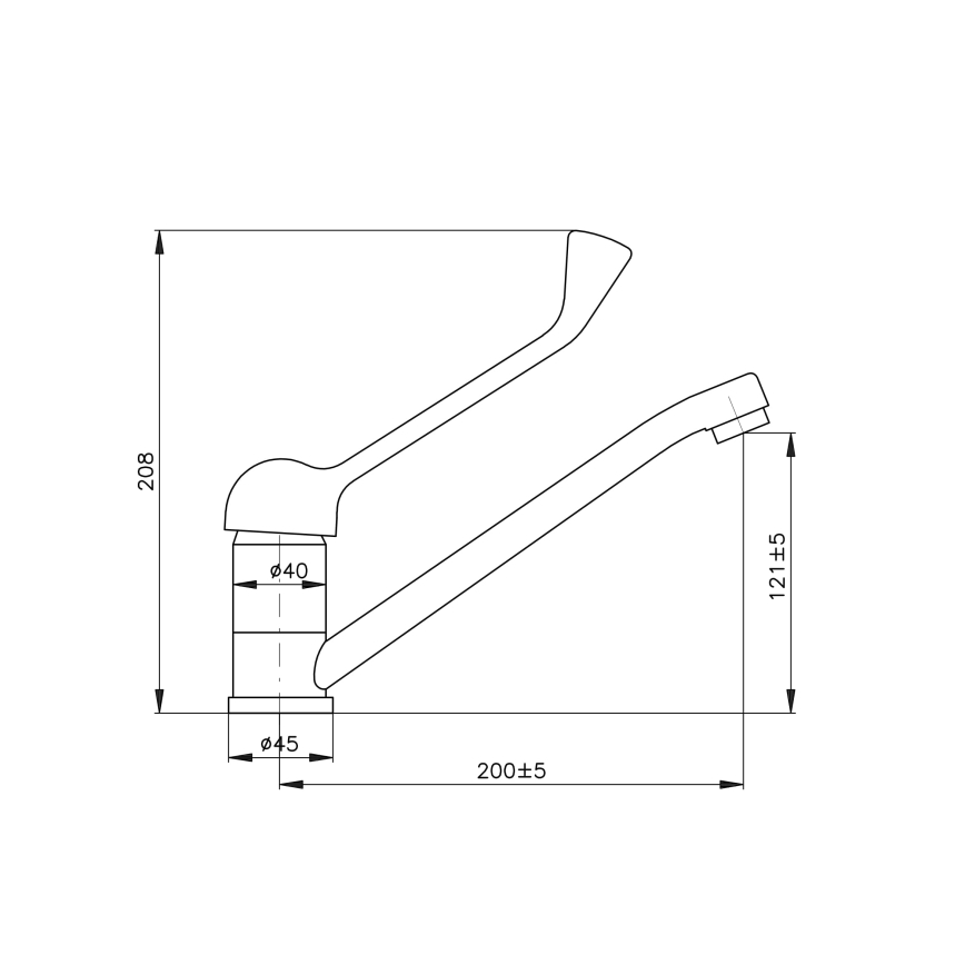 RAV Slezák SA605.0 - Monomando para lavabo con palanca sanitaria SAZAVA, 20,8 cm, cromo brillante