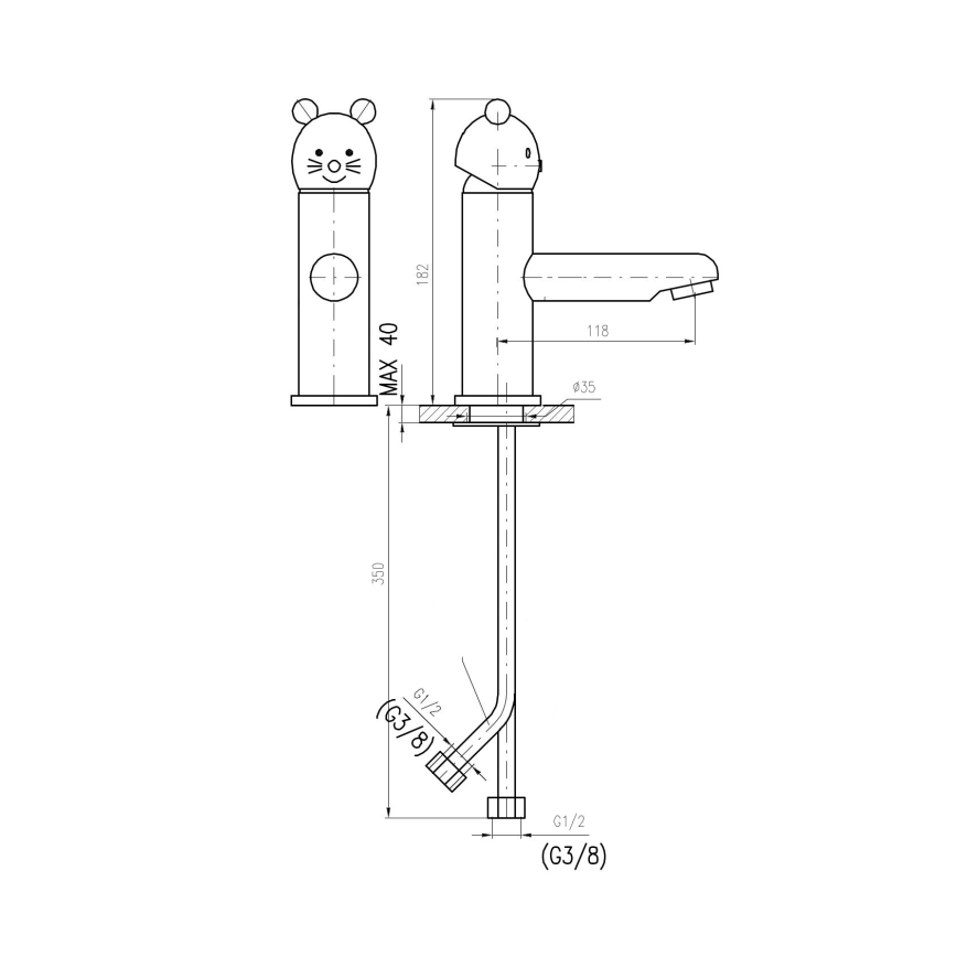 RAV Slezák SE326.0 - Grifo de lavabo JUNIOR 18,2 cm rojo/azul