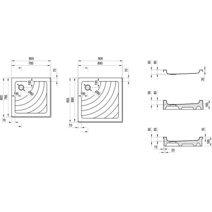 Ravak A007701120 - Plato de ducha cuadrado ANGELA 90x90 cm blanco