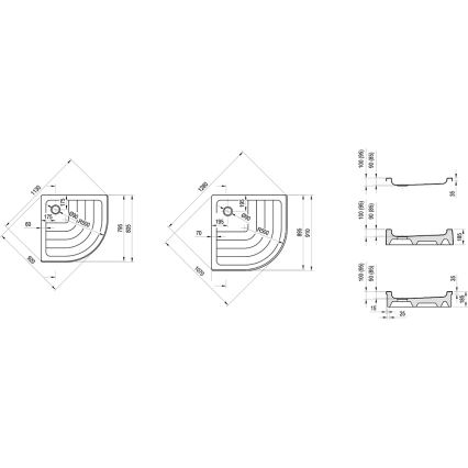 Ravak A207001120 - Plato de ducha de cuarto de círculo RONDA 90x90 cm blanco