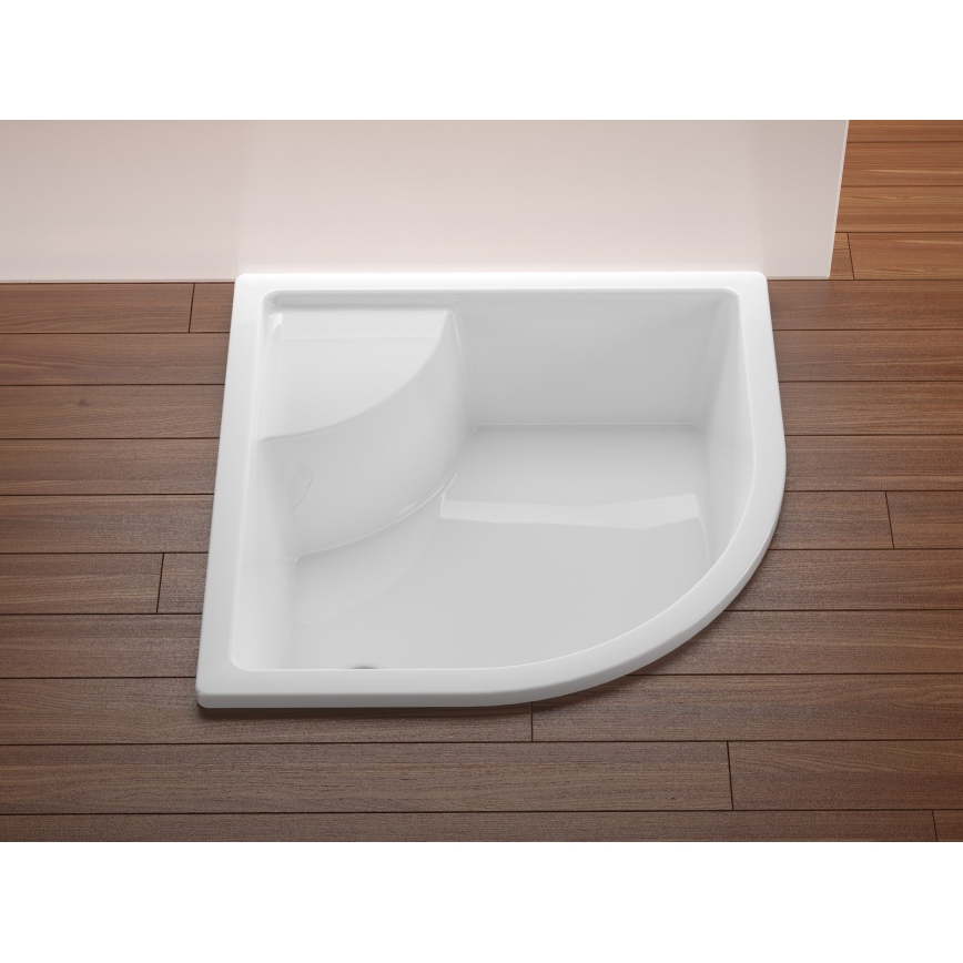 Ravak A217001020 - Plato de ducha en cuarto de círculo SABINA 90x90 cm blanco