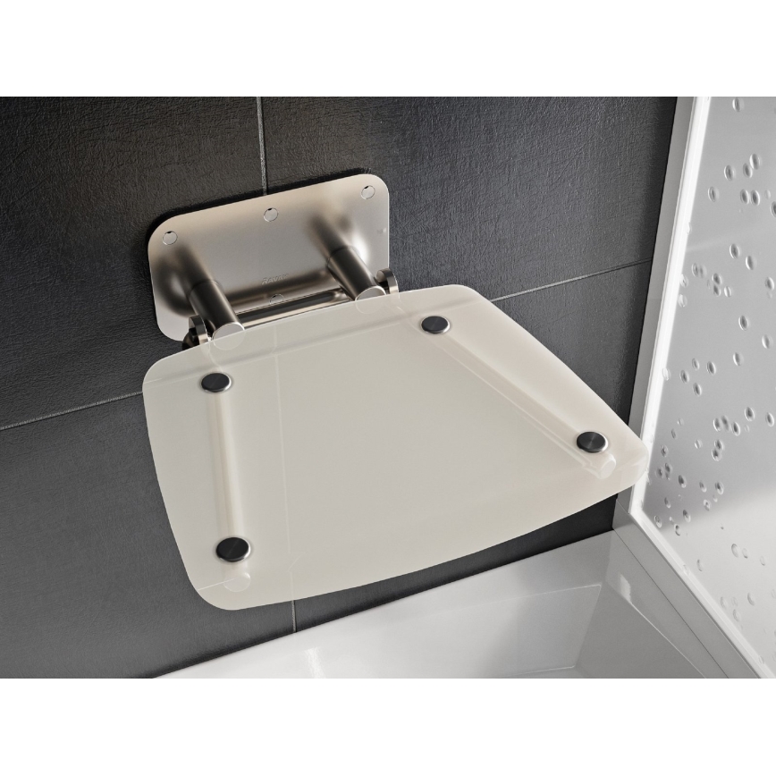 Ravak B8F0000052 - Asiento de ducha abatible OVO en acero inoxidable
