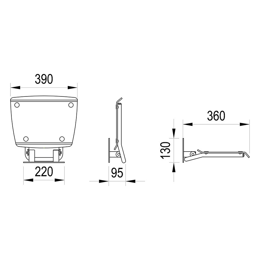 Ravak B8F0000052 - Asiento de ducha abatible OVO en acero inoxidable