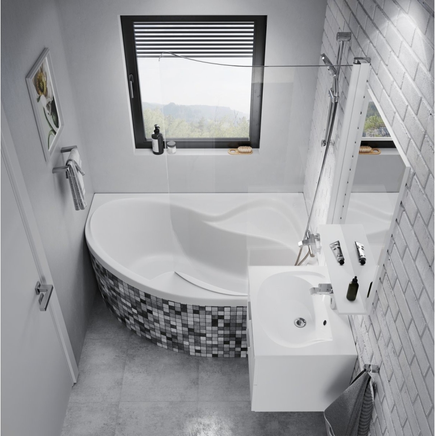 Ravak C421000000 - Bañera de esquina ROSA 170x105 cm acrílico/blanco
