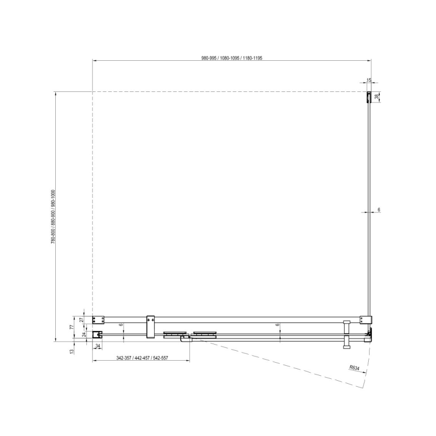 Ravak - Cabina de ducha COOL 100x100 cm con acabado cromado brillante