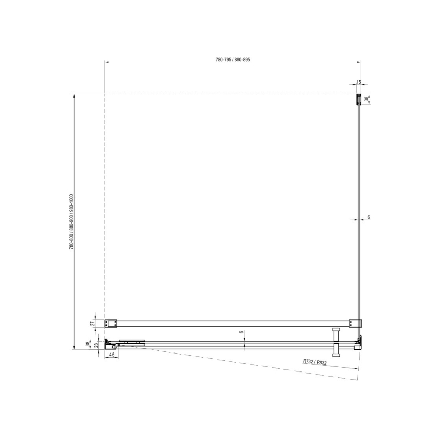 Ravak - Mampara de ducha COOL 90x80 cm negra