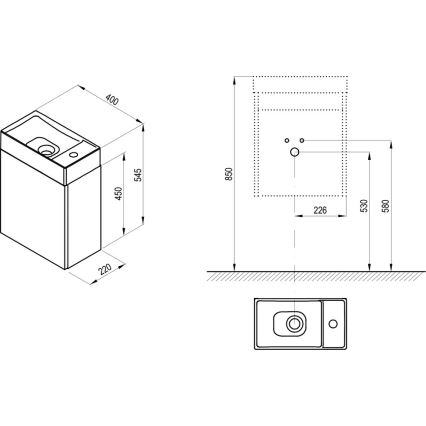 Ravak X000001386 - Mueble bajo lavabo VEDA 54,5x40 cm blanco