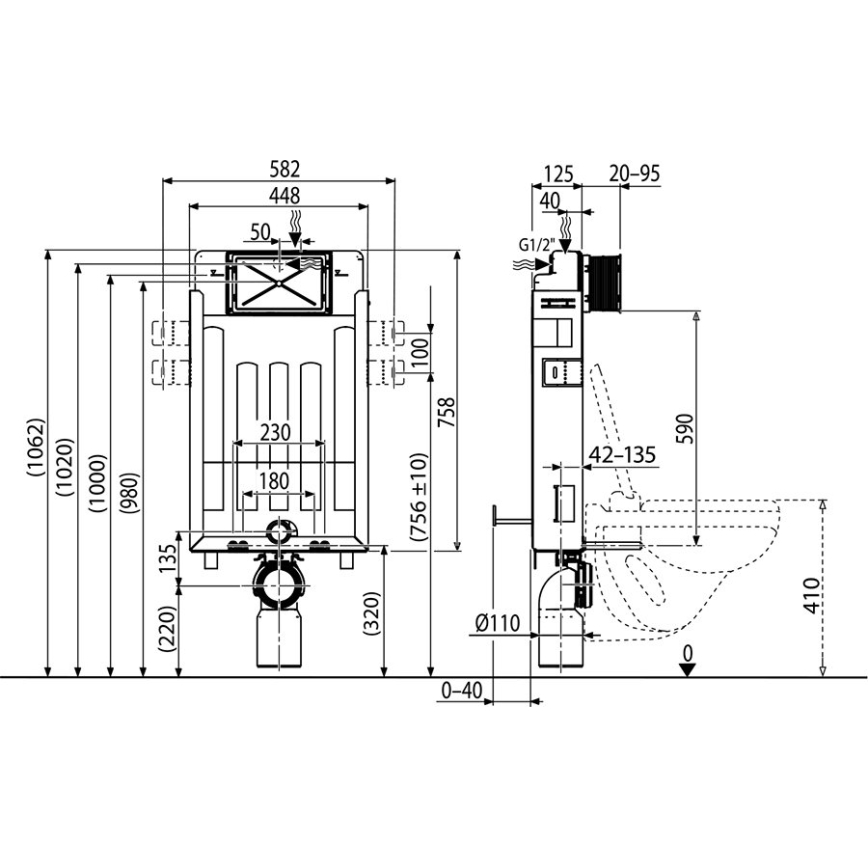 Ravak X01702 - Módulo para inodoro 1,06 m