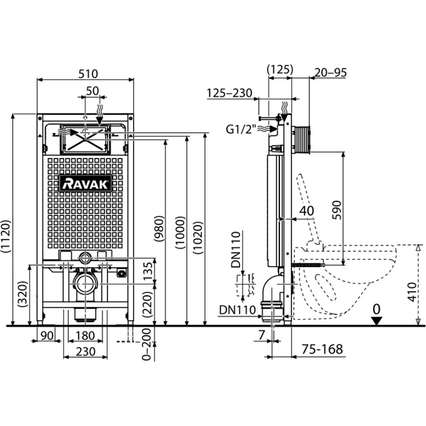 Ravak X01703 - Módulo para inodoro de 1,12 m