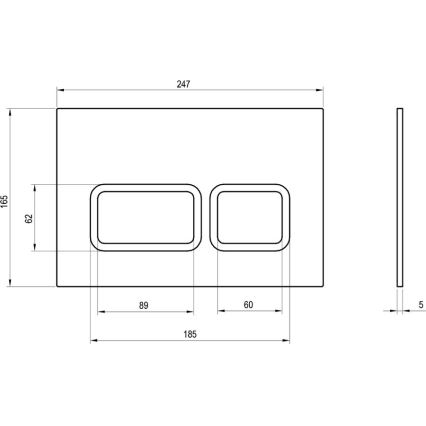 Ravak X01739 - Pulsador de cisterna TWIN 24,7x16,5 cm blanco