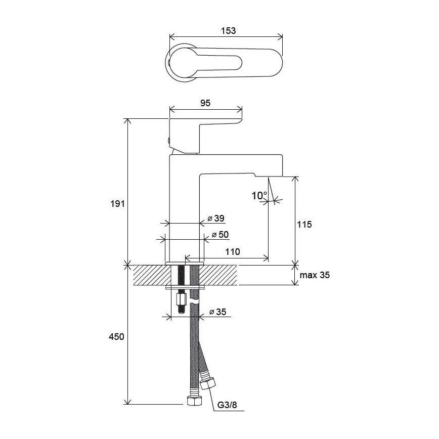Ravak X070113 - Grifo de lavabo PURI 19,1 cm, cromo brillante