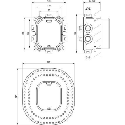 Ravak X070139 - Cuerpo base para grifos empotrados R-BOX VARI 13,9x14,6 cm