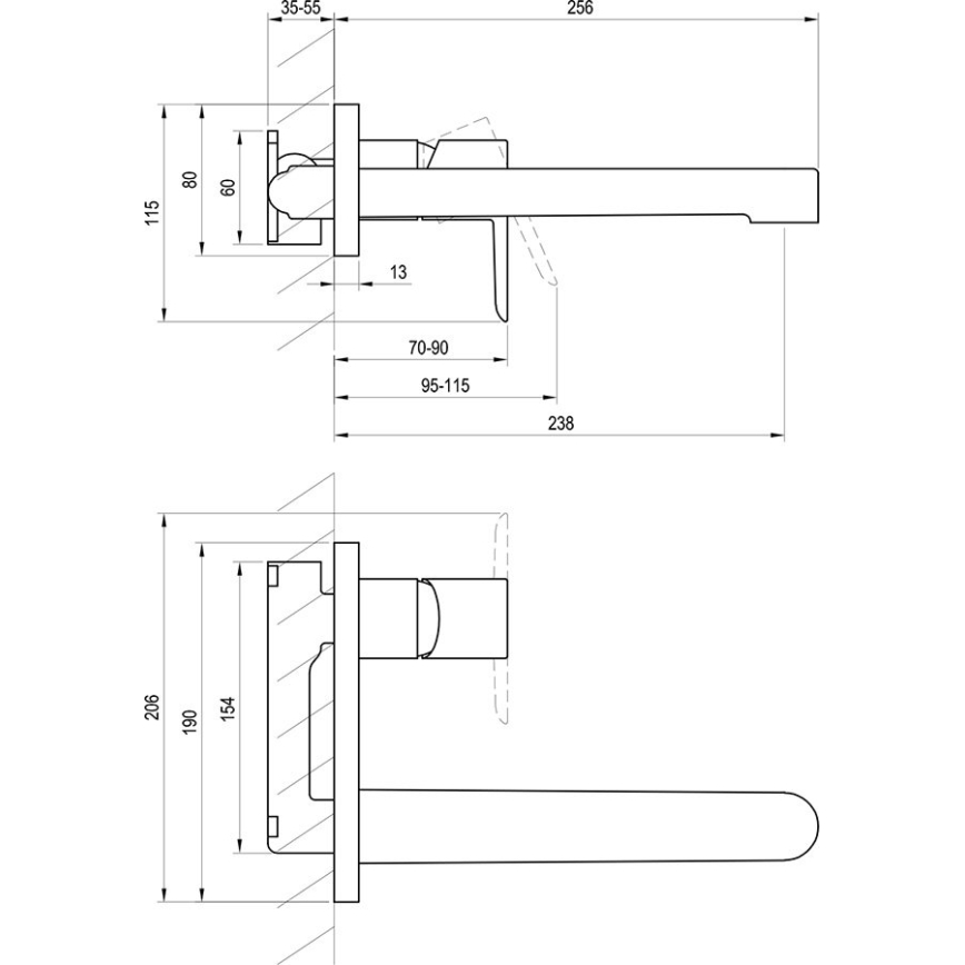 Ravak X070146 - Grifo de lavabo para instalación empotrada PURI, cromo pulido