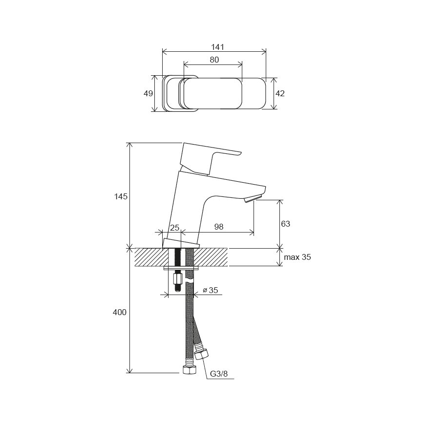 Ravak X070148 - Grifo monomando para lavabo FREE 14,4 cm negro