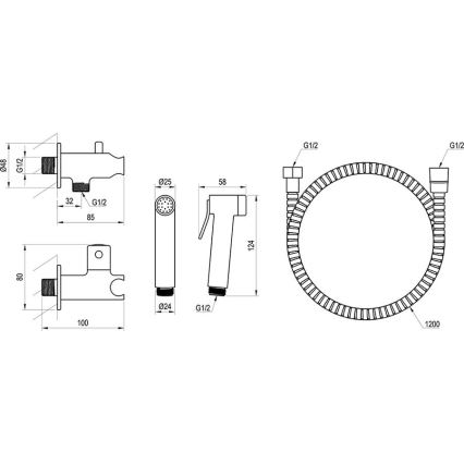 Ravak X070166 - Ducha manual de bidé para instalación empotrada, cromo brillante