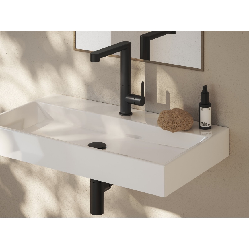 Ravak X070183 - Grifo monomando para lavabo PURI 26,9 cm negro