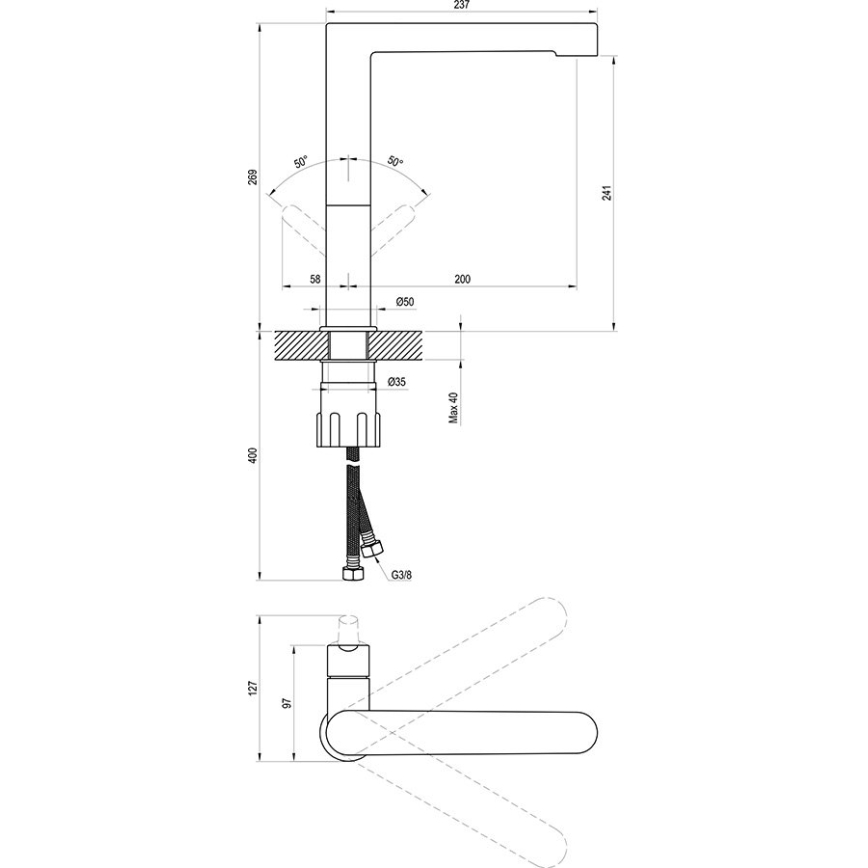 Ravak X070183 - Grifo monomando para lavabo PURI 26,9 cm negro