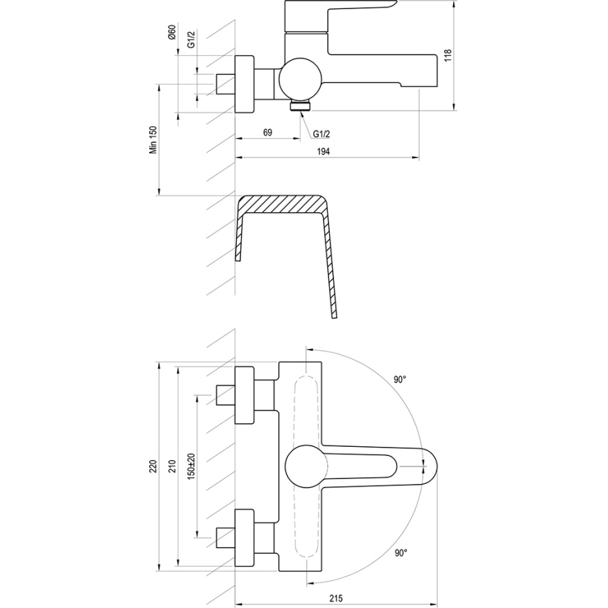 Ravak X070185 - Grifo de bañera PURI negro