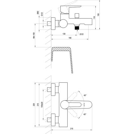 Ravak X070192 - Grifo de bañera PURI negro