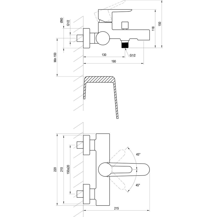 Ravak X070192 - Grifo de bañera PURI negro