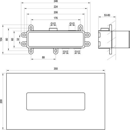 Ravak X070233 - Cuerpo base para grifería empotrada R-BOX 10,4x24,6 cm