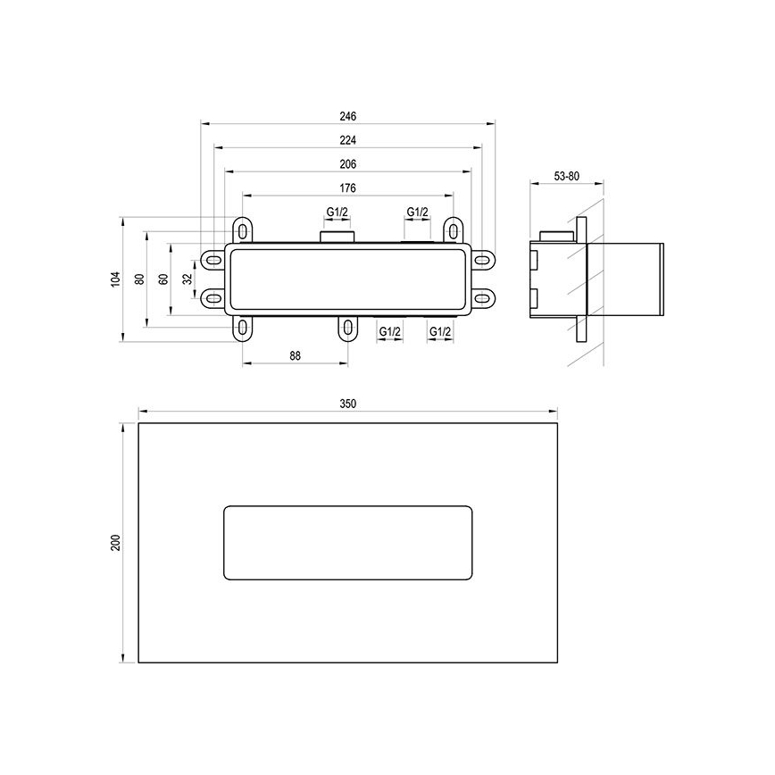 Ravak X070233 - Cuerpo base para grifería empotrada R-BOX 10,4x24,6 cm