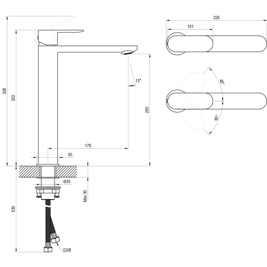 Ravak X070447 - Grifo de lavabo CHROME 30,3 cm acabado en cromo brillante