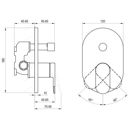 Ravak X070454 - Mezclador empotrado para ducha CHROME, cromo brillante