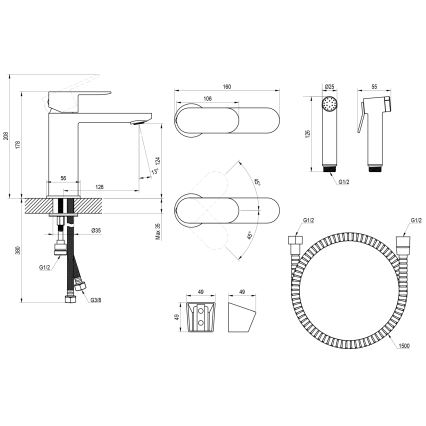 Ravak X070462 - Grifo de lavabo con ducha de bidé CHROME negro