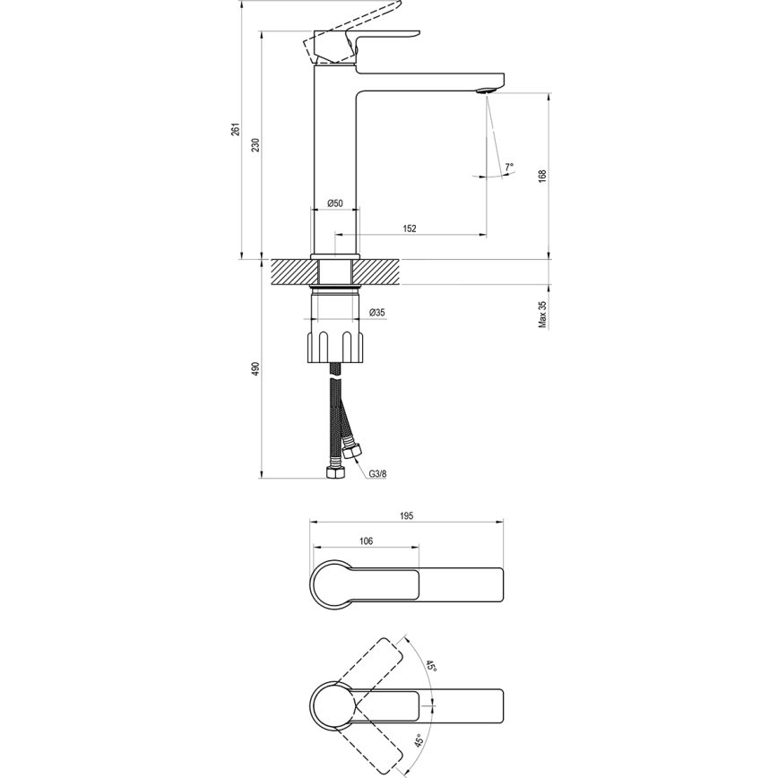 Ravak X070483 - Grifo de lavabo SOLAR 23 cm cromo brillante