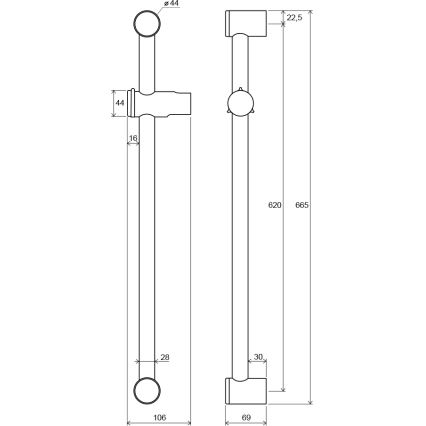 Ravak X07P012 - Barra de ducha de 66,5 cm en cromo brillante