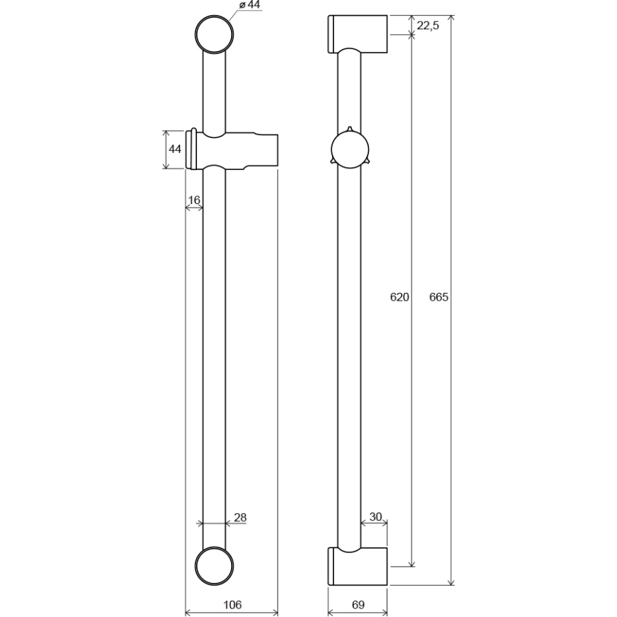 Ravak X07P012 - Barra de ducha de 66,5 cm en cromo brillante