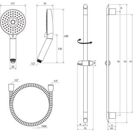 Ravak X07P177 - Juego de ducha cromo brillante