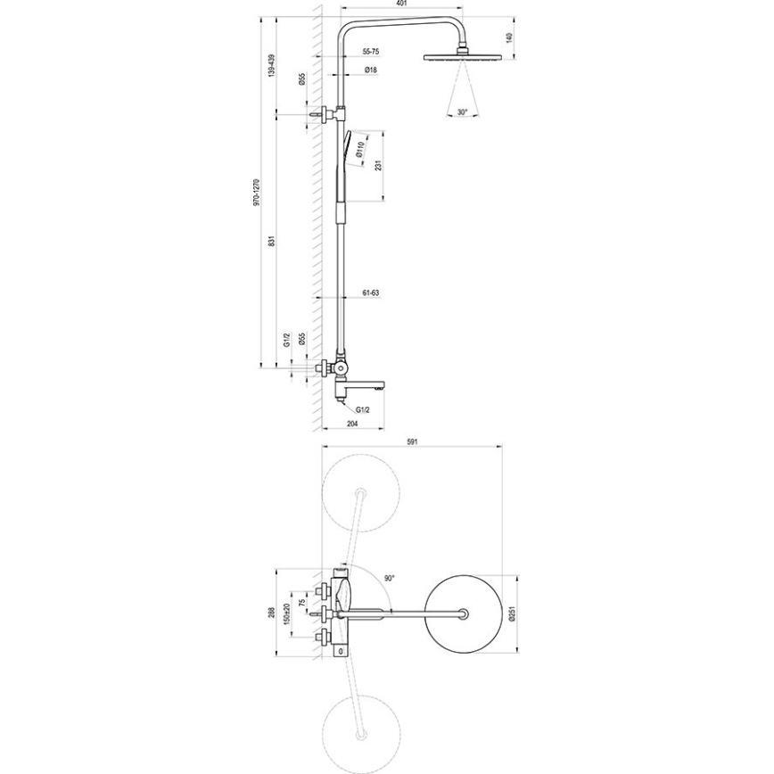 Ravak X07P642 - Juego de ducha con grifería cromo brillante